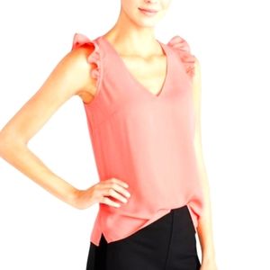 J Crew Ruffled Sleeveless Coral Blouse Size 0